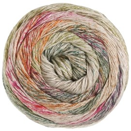 LANA GROSSA Mosaico Loose Twisted Linen Viscose Yarn with Cotton Flames and Striped Print Hand Knitting Yarn Made of 54% Cotton, Linen & Viscose 100 g Wool for Knitting & Crocheting 270 m Yarn