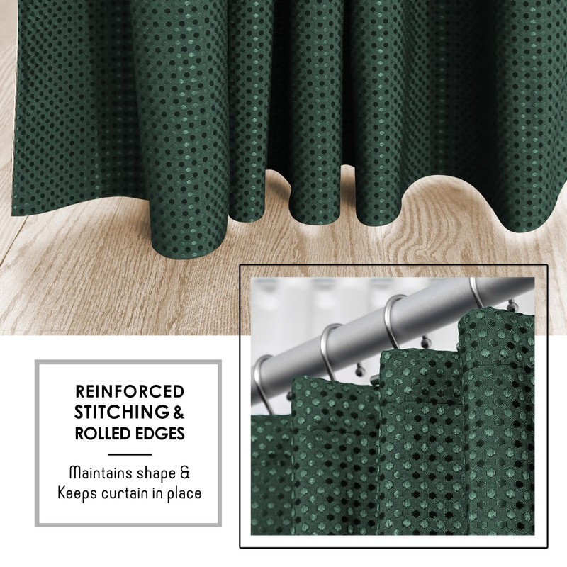 Clara Clark Hunter Green Shower Curtain - Hotel Quality Waffle