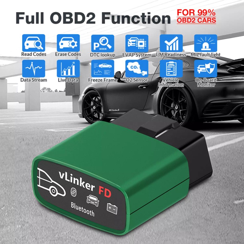 Vgate OBD2 Bluetooth Scanner vLinker FD Diagnostic FOR-Scan Adapter for