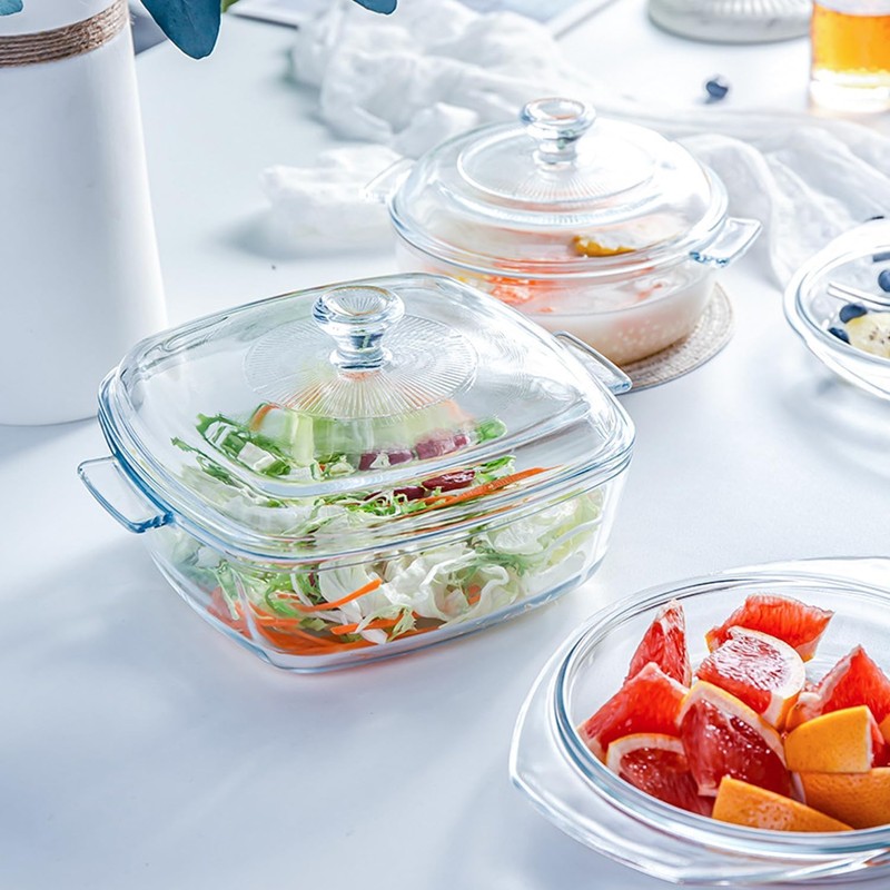 1.2L Tempered Glass Casserole Dish for Oven with Lid, Small