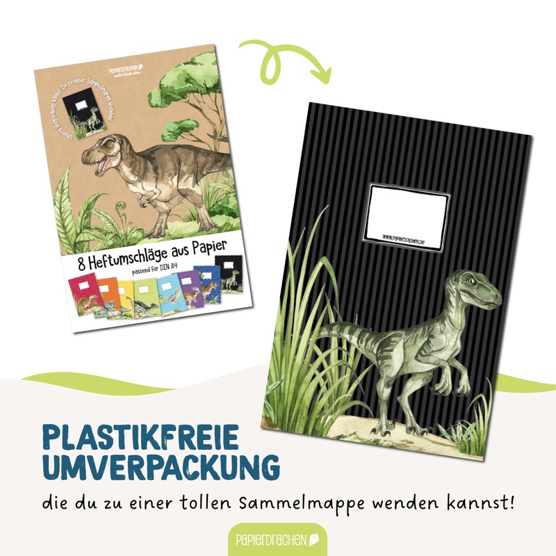 Papierdrachen 8 High-Quality Paper Notebook Covers for Children, A4, World