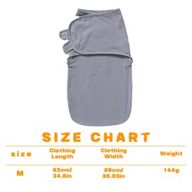 AVCXEC Pucksack Baby 3-6 Monate, Baby Schlafsäcke Neugeborene, Bio-Baumwolle, Baby Swaddle Einstellbare Breitere Klettverschluss Jungen Mädchen, Neugeborene Wickeltuch (M, Grau)