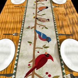 Farmhouse Summer Birds Tree Branches Table Runner Cardinals Table Cover Spring Table Runner Summer Seasonal Decorations and Supplies for Simple Life Home Party