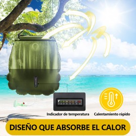 OUPEI Bolsa de Ducha Solar de 5 gal/20L, Bolsa Calentador Agua con Manguera Extraíble Cabezal de Ducha Bolsa de Agua para Baño Aire Libre Playa Senderismo Montañista