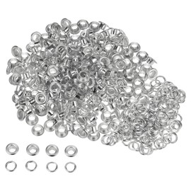 QUARKZMAN Set of 300 Eyelet Kit Metal Eyelets 5 mm 1/5 Inch Hole Tiny Eyelets with Washers for Shoes Clothing Belt Label Bag Fabric Leather DIY Project, Silver Tone