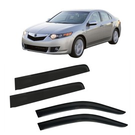 WGGDRAQQ 4Pcs Set Tape-On Rain Guards Window Visors for Acura TSX 2009 2010 2011 2012 2013 2014 Window Deflectors Black