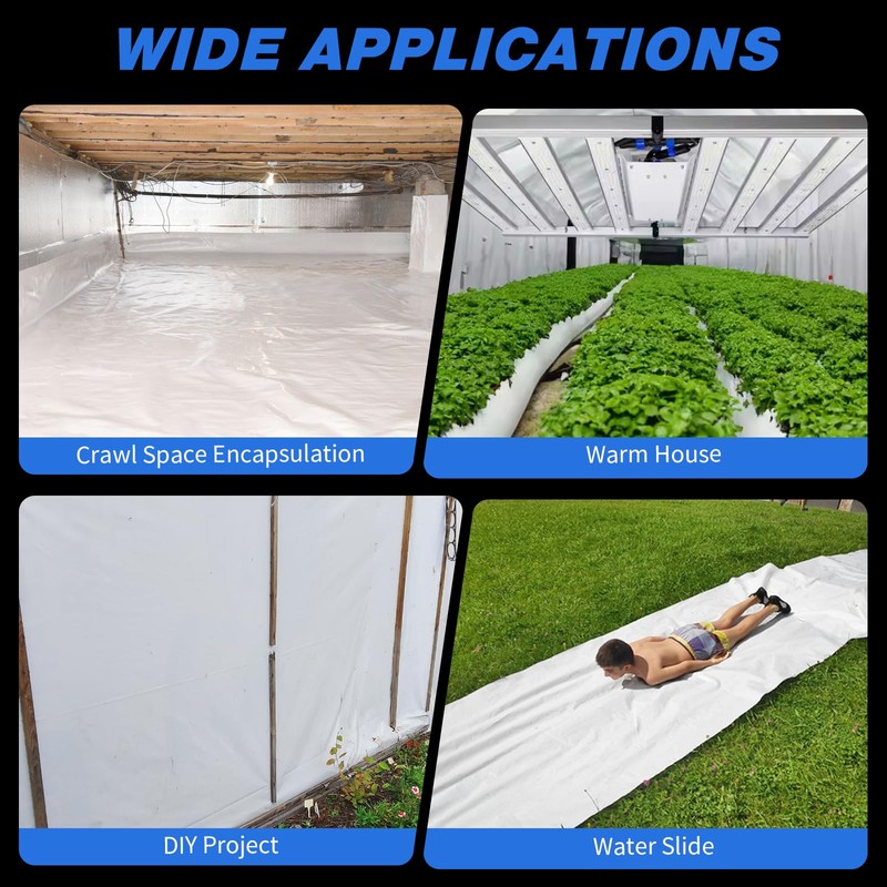 Crawldryer White Plastic Sheeting, 16 Mil 10' x 25', Crawl