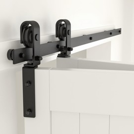 CCJH 5FT/60'' Bi-Folding Barn Door Hardware Sliding Track kit Heavy Duty for 2 Doors(No Wood Door，Hardwware Only)