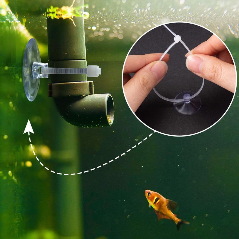 PAGOW 15 Pcs Aquarium Suction Cups with 30pcs Zip Ties,