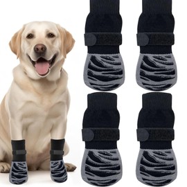 KALOLINNA Anti-Slip Socks, Set of 4, Dog Leg Warmers, Anti-slip, Velcro Included, Prevents Licking Foot, Cold Protection, Paws Protection, Soft, Breathable, Stretchy, Dog Leg Socks, Indoor and Outdoor