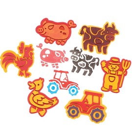 Baker Ross FE536 Farm Craft Foam Stampers - Pack of 10, Craft Stamps, Stamp Sets for Children, Ideal for Kids Arts and Crafts Projects