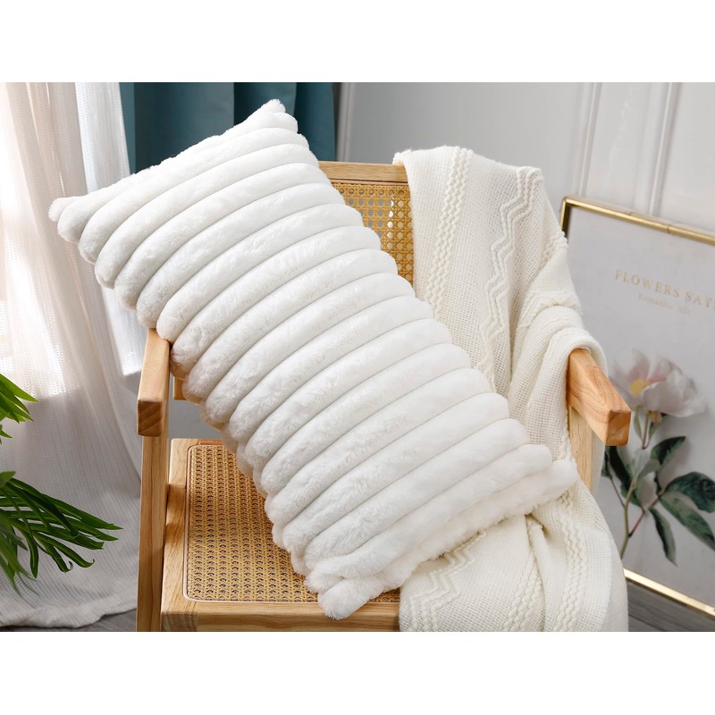 PANOD Faux Fur Decorative Lumbar Throw Pillow Covers 16 x
