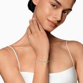 BMMYE Sterling Silver Bracelet for Women Silver Beaded Bracelets for Women Circle Charm Bracelet Ladies Bracelets for Womens