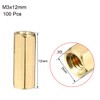 sourcing map 100pcs M3x12mm Female Socket Brass PCB Motherboard Spacer