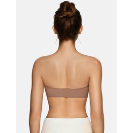 OEAK Womens Strapless Bras Push Up Bandeau Bra Non Slip Wireless Supportive Padded Bras Seamless Comfortable Tube Bra Coffee XL