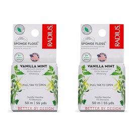 RADIUS Hilo dental de vainilla Mint de 55 yardas vegano y no tóxico para el cuidado bucal y diseñado para ayudar a combatir la placa, paquete de 2