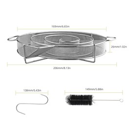 Anbte 8.13” Cold Smoke Generator, Stainless Steel Round Smoke Generator for Cold Smoking in the Smoker with Brush and Hook, Suitable for Cold Smoking Smoker Grill Smoker Smoking Spiral Smoke Generator