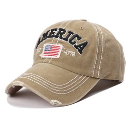 America USA Eagles Flag Est 1776 Cap Hat-Breathable Ball Cap Baseball Cap Adjustable Size for Men and Women Embroidered (Khaki)
