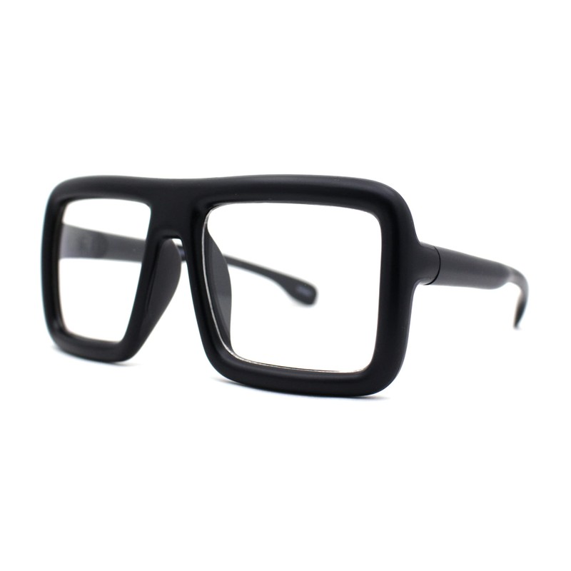 SA106 Thick Bubble Bevel Rim Oversize Rectangle Flat Top Clear