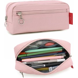FUXINGYAO Big Capacity Pencil Pen Case Office Large Storage Simple Stationery Bag Pouch Holder Box Organizer (pink)