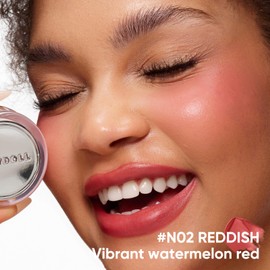 JUDYDOLL Yoyo Stackable Multi-Use Balm, Orange Flower Hydrating Multi-Purpose Cream Blush Cheek Lipstick, Naturally Brightening Face Eyes Lips Blush, Cheer, Beginners Friendly (N02 Reddish)