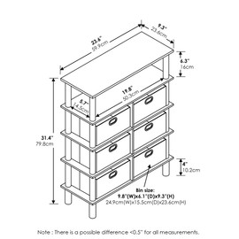 FURINNO Frans Turn-N-Tube Console Table, French Oak Grey/Black/Black
