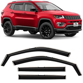 Voron Glass in-Channel Extra Durable Rain Guards for Jeep Compass 2017-2025, Window Deflectors, Vent Window Visors, 4 Pieces - 200793