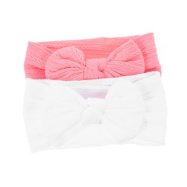 Beavorty 2 Pcs Soft Elastic Hairbands with Bow Design Comfortable No Damage Accessories for Daily Wear and Photoshoots Suitable for Newborns