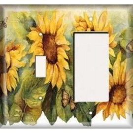SnazzySwitch Sunflower Decorative Combo Light Switch GFCI Outlet Cover - Single Toggle Single Decora Rocker Wall Plate