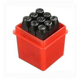 Vogueing Tool Number Punch Set Number Stamp Set Metal Letter Punch Set with Case for Leather Work & Wood Materials (4MM, 9Pcs)
