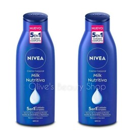 NIVEA 2X Crema Nivea Milk Nutritiva 5 En 1 Almond Oil Vitamina E Lotion 400 ml ea.