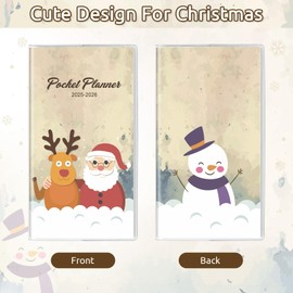 KONVINIT Christmas 2025-2026 Pocket Calendar, 2025 Monthly Planner - 6.7" x 3.7" - Runs from January 2025 until December 2026, 2025 Pocket Planner with PVC Cover for Planning, Beige