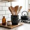 Radicaln Marble Utensil Holder 6.5'' Inches Black Spatula Set for