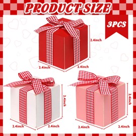 Valentine's Day Tiered Tray Decor, 3 Pcs Mini Wooden Presents, Farmhouse Valentine's Day Home Decor with Bowknot, Valentine's Day Centerpiece for Table