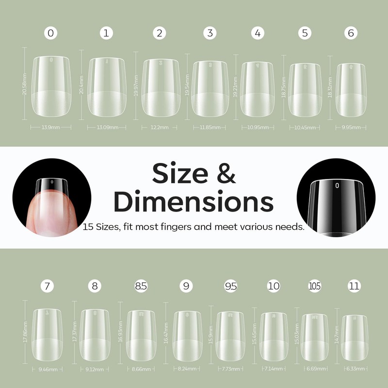 Modelones Nail Tips, Pre-shaped Full Cover Fake Nails Soft Gel