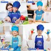 GROBRO7 4Pcs Kids Apron and Chef Hat Set Gift for