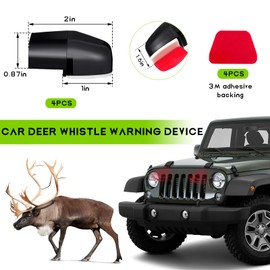 SHMZK 4 PCS Deer Whistles for Car, Deer Whistles Animal Warning Device to Avoid Collisions, Animal Alert Deer Repellent Devices for Cars Trucks Motorcycles, Car Accessories (Black)