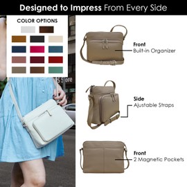 ili New York Genuine Leather Crossbody Bags for Women - Premium RFID Blocking Shoulder Bag Organizer with Adjustable Strap