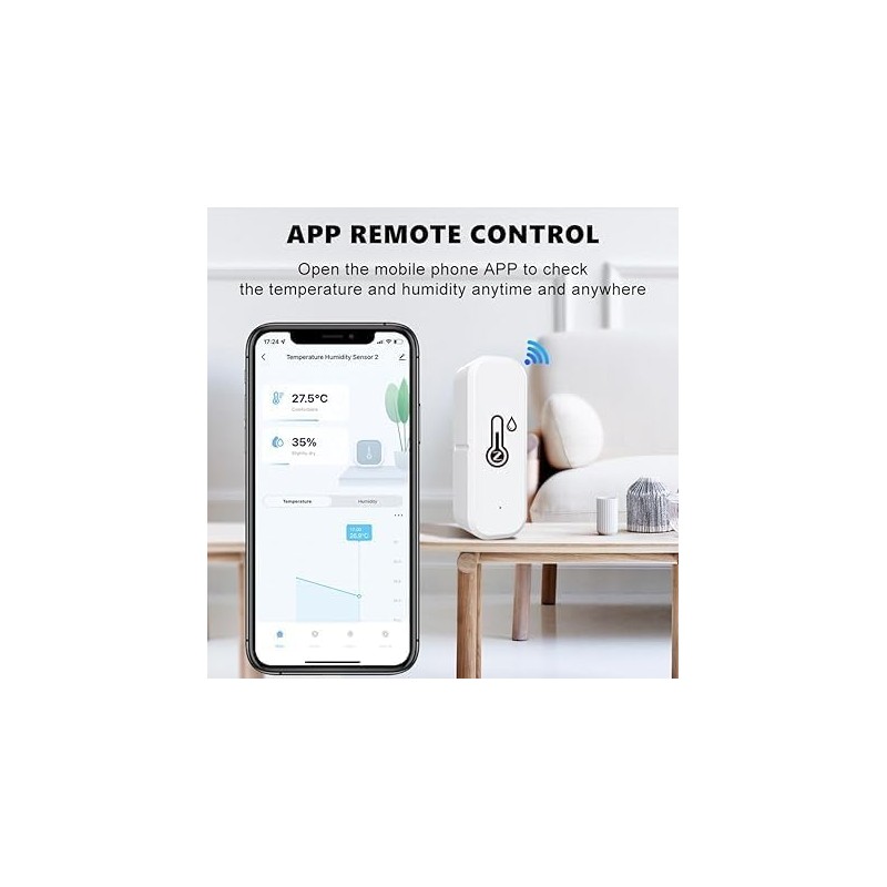 Wi-Fi Smart Thermometer Hygrometer, Digital Mini Indoor Temperature and Humidity