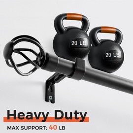 jinchan Black Curtain Rods for Windows 72 to 144 Inch, Extra Long 1 Inch Diameter Heavy Duty Outdoor Adjustable Curtain Rod with Twisted Cage Finials, Single