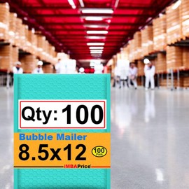 iMBAPrice 100-Pack #2 (8.5" x 12") Premium Hot Teal Color Self Seal Poly Bubble Mailers Padded Shipping Envelopes (Total 100 Bags)