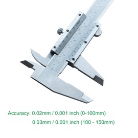 Vernier Calibre de 6 pulgadas + calibre de acero inoxidable 32 cuchillas, calibre de acero inoxidable no digital de 6 pulgadas, calibre de alta precisión de 0-6 pulgadas/0-150 mm, calibre de alta