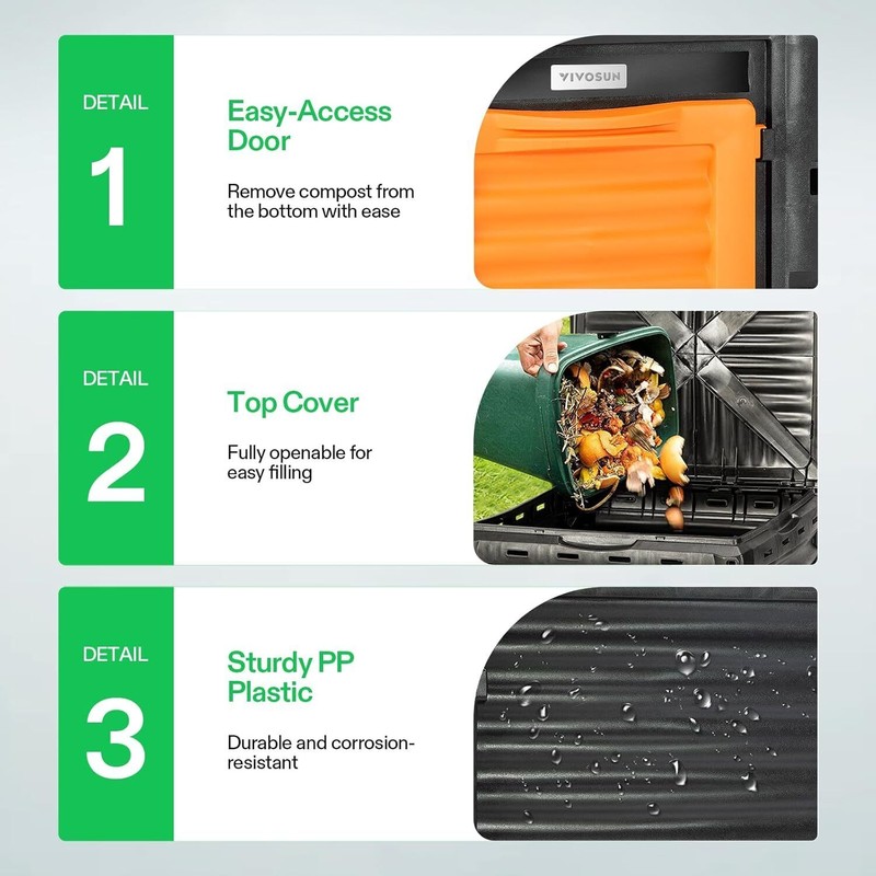 VIVOSUN Compost Bin 80Gal 300L Outdoor Composter W/ Large Capacity