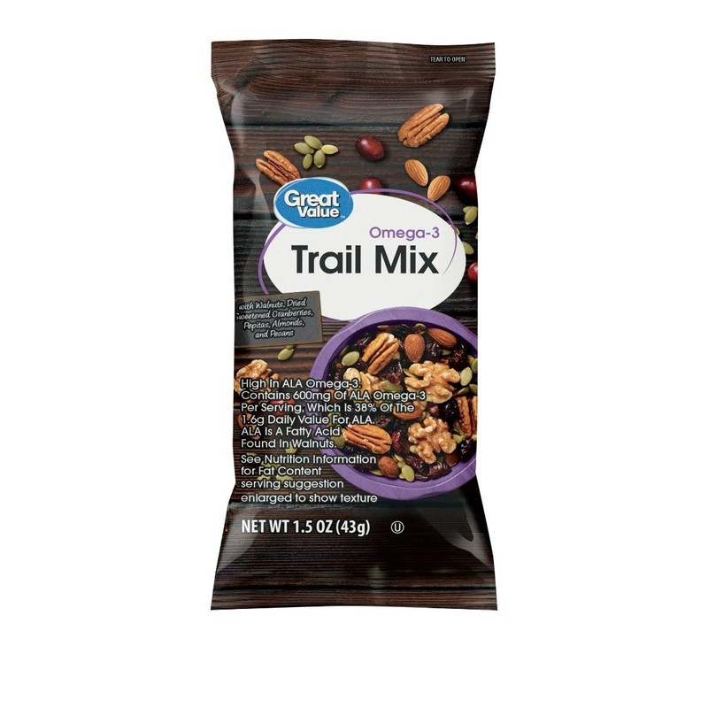Great Value Omega-3 Trail Mix, 1.5 oz, 8 Count Snack