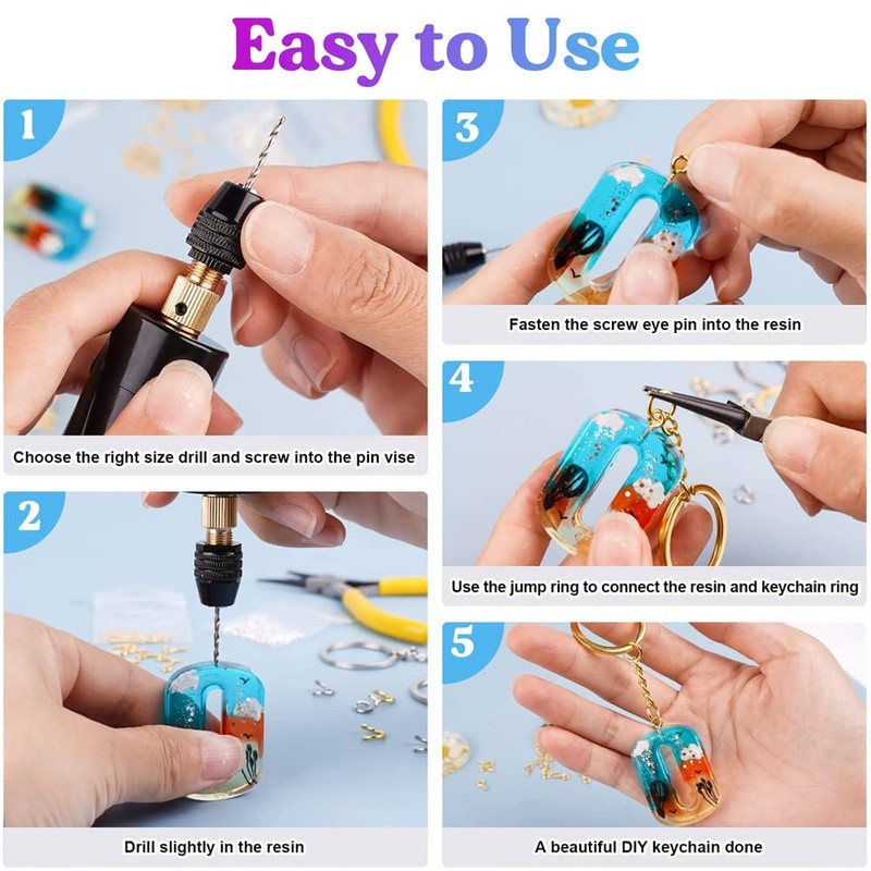 Limnyves 74 Pcs Electric Resin Drill Set with 3 Jaw