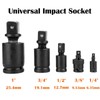 1/2'' Drive Impact Socket Metric Deep Universal Joint Adapter Swivel