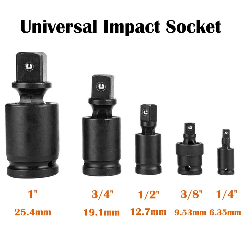 1/2'' Drive Impact Socket Metric Deep Universal Joint Adapter Swivel