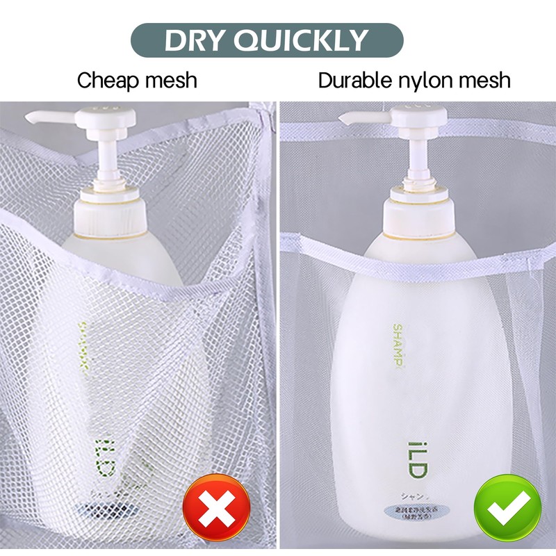 MISSLO Hanging Mesh Pockets Hold 340oz/1000ml Shampoo Shower Organizer with