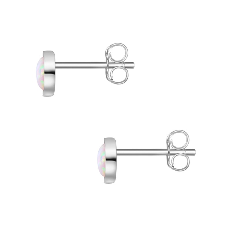 Glanzstücke München Women's Stud Earrings 925 Sterling Silver Rhodium-Plated Opal
