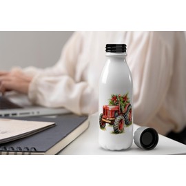 MAXIKIWI Einwandige Wasserflasche mit Schraubverschluss, nicht isoliert, leichtes Aluminium, BPA-frei, auslaufsicher, Motiv: Weihnachtsbauernhof, Aquarell, 500 ml